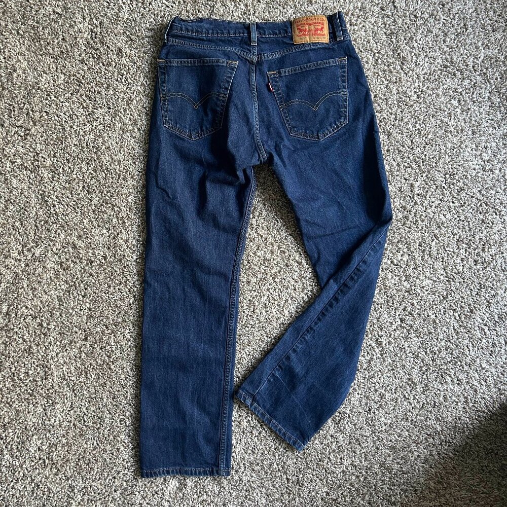 Share Levi's 505, 32X30 Women's Dark Wash Straight Leg Denim Jeans Mid-High Rise
